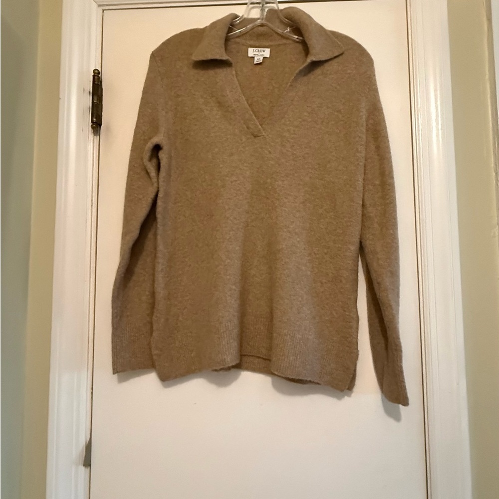J. Crew Women's V-Neck Sweater in Warm Tan
